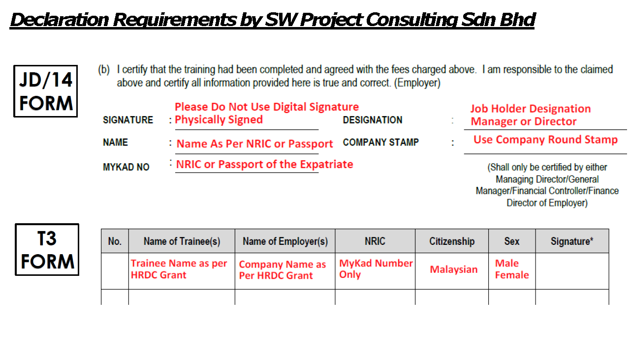 SWPC Guide for Employer Declaration JD14 and T301