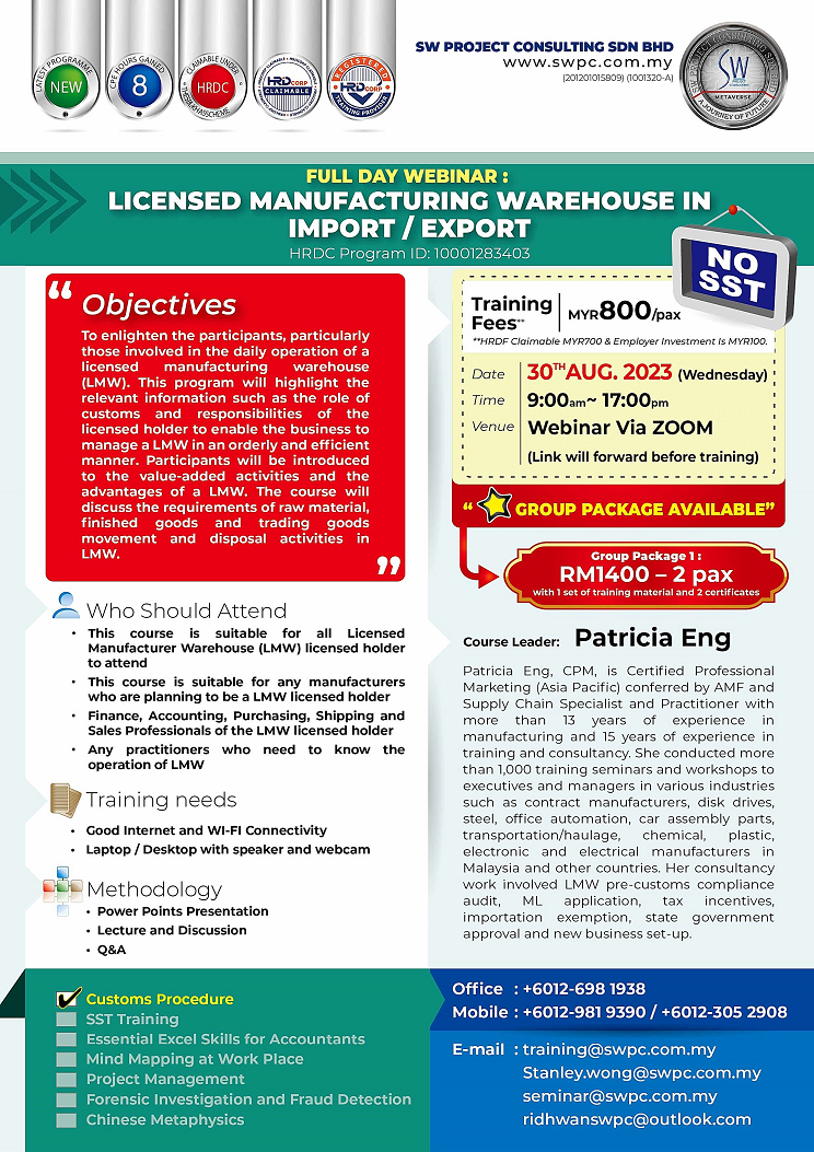 Online Seminar – Licensed Manufacturing Warehouse in Import / Export
