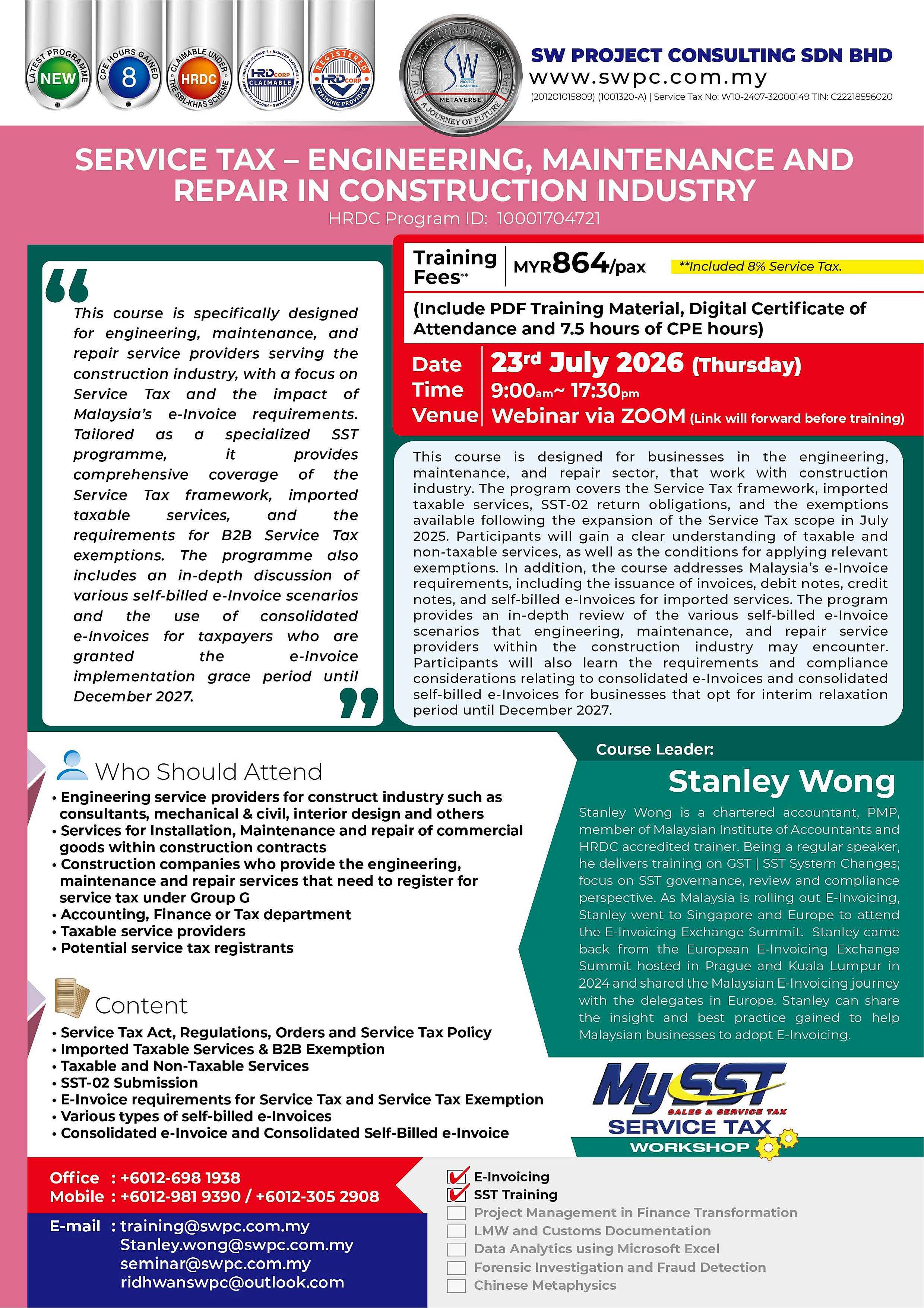 Online seminar - Service Tax for Engineering, Maintenance and Repair in Construction Industry