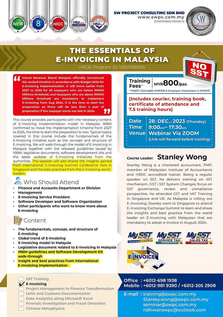 Online Seminar - The Essentials of E-Invoicing in Malaysia
